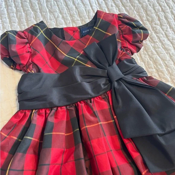 Ralph Lauren Holiday Christmas Dress Red Black Plaid 3T Party Dress - Picture 2 of 14